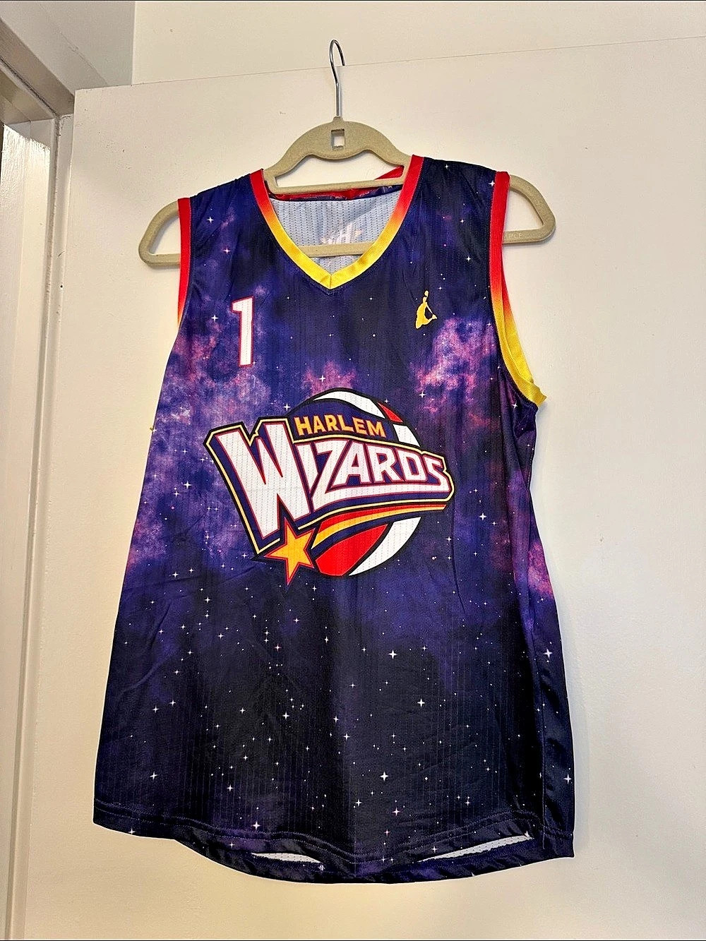 Harlem Wizards Wiz Kid #1 Galaxy Basketball Jersey Purple & Black